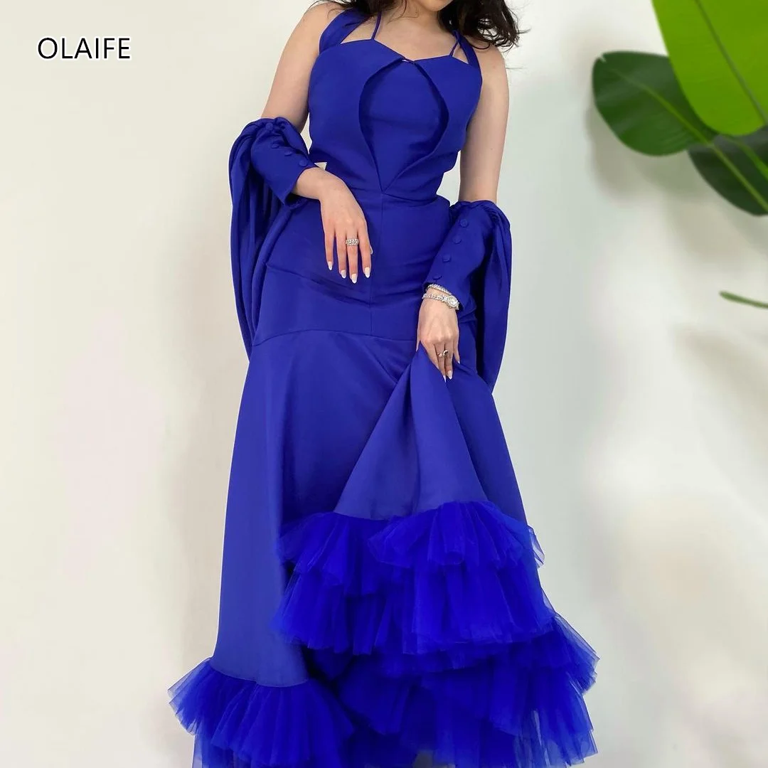 Vestido de noche azul real para mujer, fiesta de graduación elegante para traje Formal, sencillo, 2024