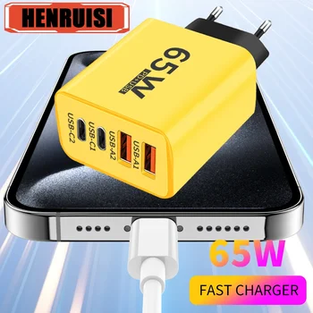65W tipi C şarj USB hızlı şarj telefon şarj adaptörü iPhone 15 için Xiaomi Samsung Huawei yüksek hızlı cep telefonu şarj