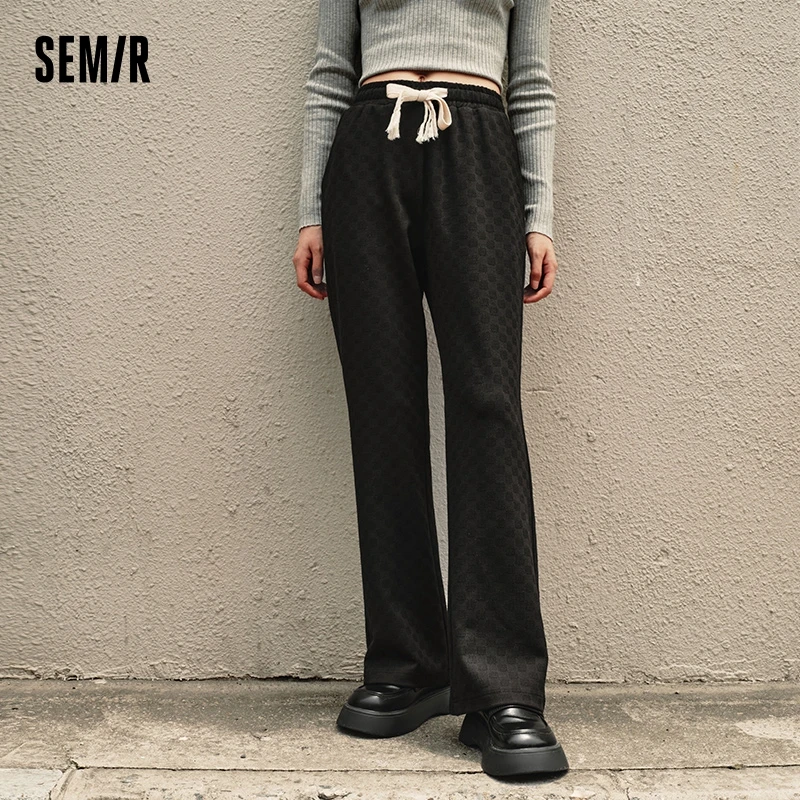 Semir Casual Pants Women Embroidered Long Pants Fashion Simple Style Color Block Wide-Leg Pants Leg-Lengthening