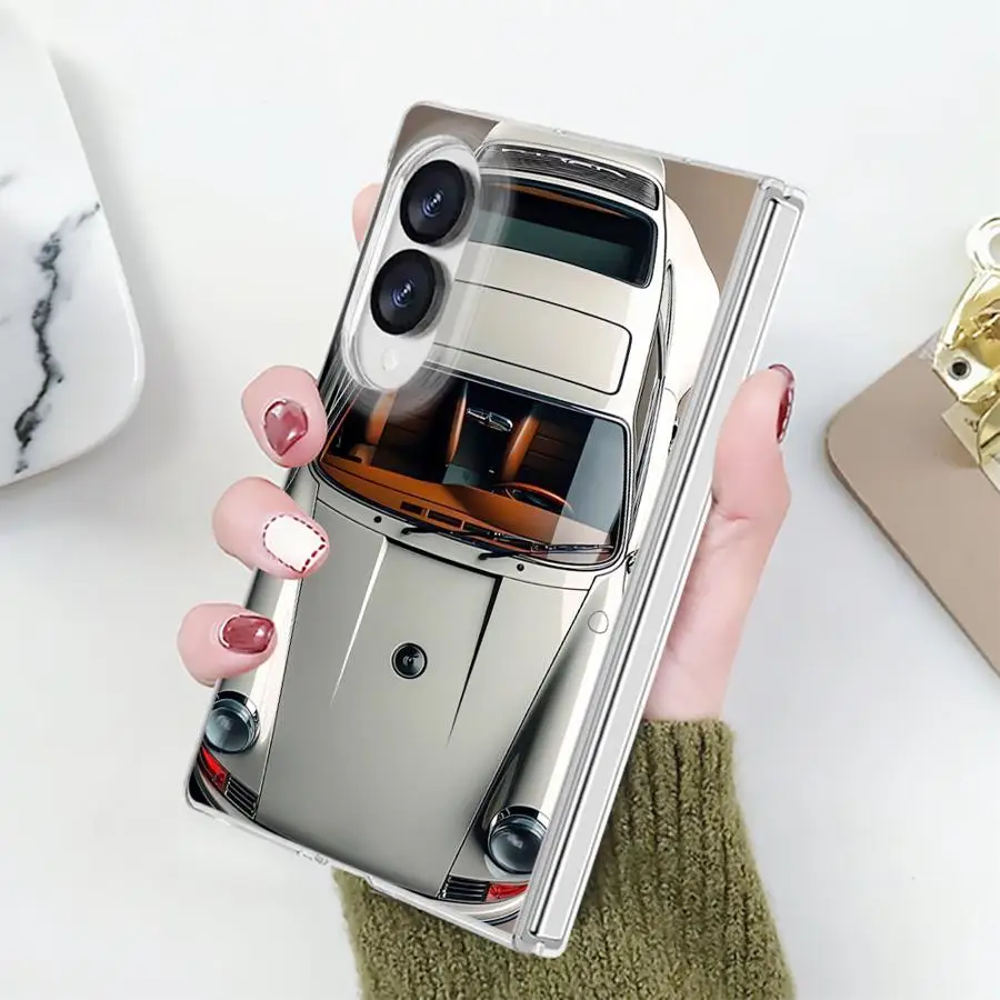 Fashionable Retro Car Phone Funda Case for Samsung Galaxy Z Fold 8 PC Hard Luxury ZFold8 ZFold 8