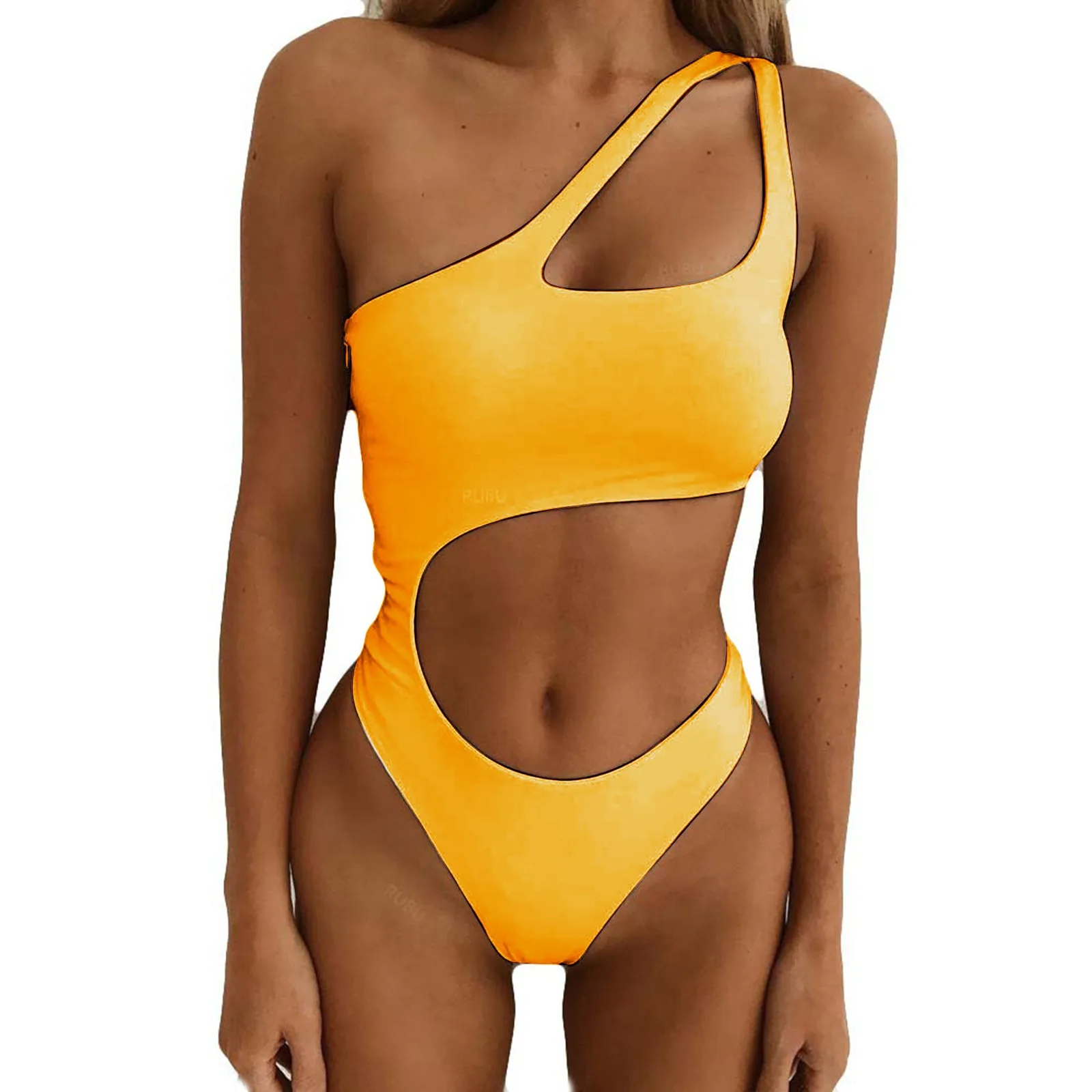 セクシーなビキニセットワンショルダーワンピース水着オフショルダーホワイトパッチワーク水着ボディスーツ水着服