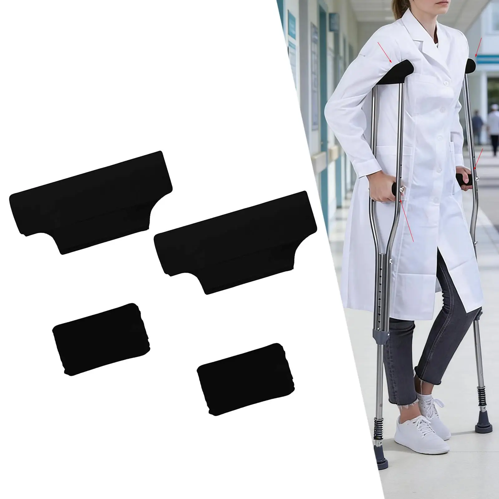 

Ergonomic Crutch Pad Hand Grip Soft Padding Non Slip Protector for Standard Forearm Crutches Orthopedic Adults