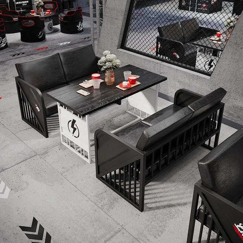 Industrial style Internet celebrity bar Tables and chairs Clear bar Music booth Sofa BBQ shop Cafe Bistro Commercial sofa