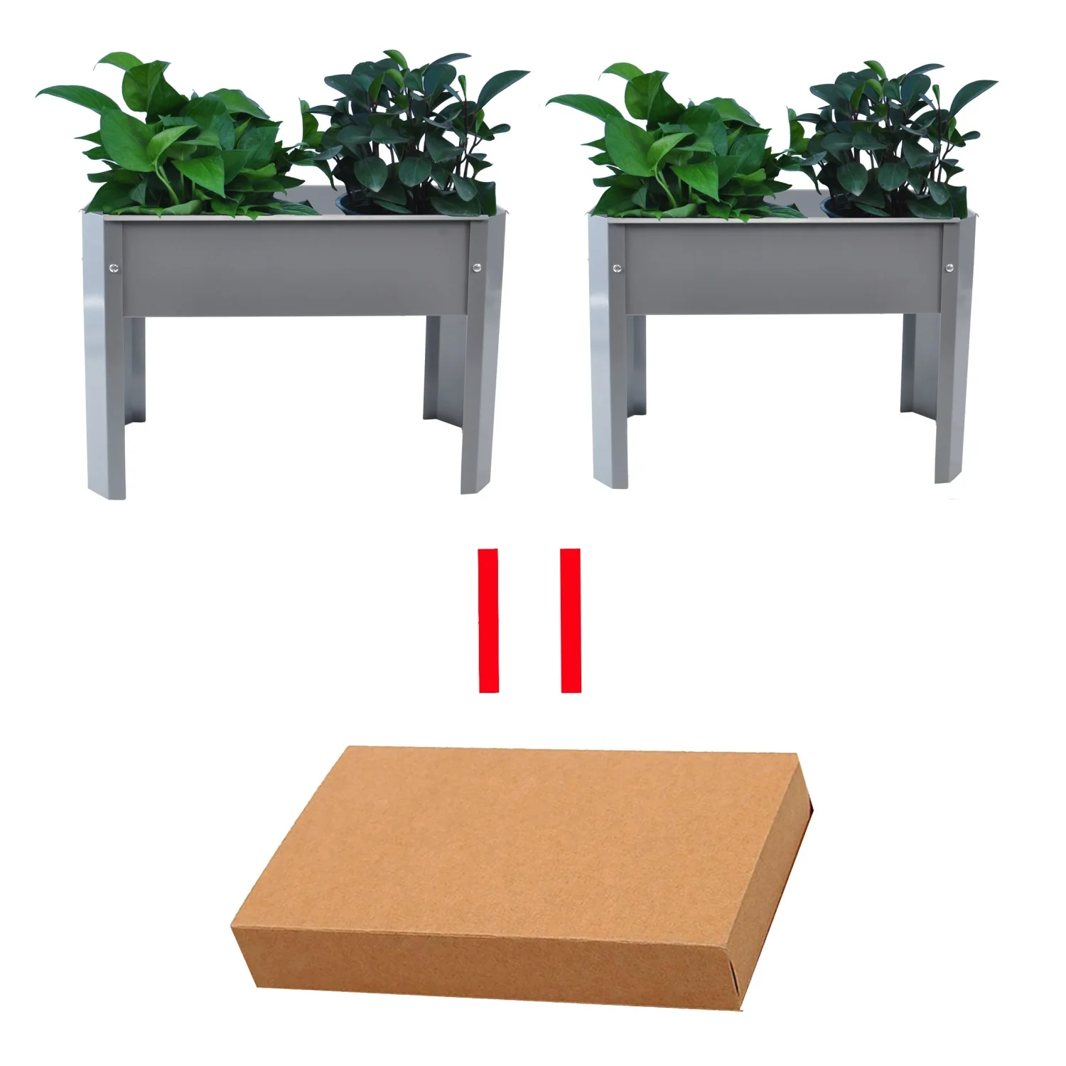 

Metal Elevated Garden Bed Outdoor Flowerpot Box for Backyard and Terrace, Large Grey Flowerpot for Vegetable and Flower - Pack o