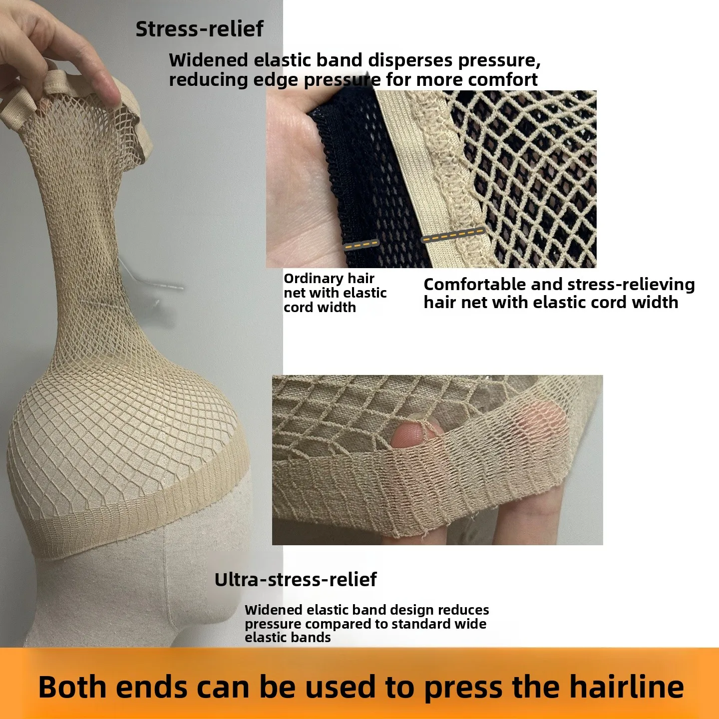 

Comfortable Str Relief Long Hair Donut Hole Not Tight Head Wide Double End tough Hair Net Special for Large Head Ci...