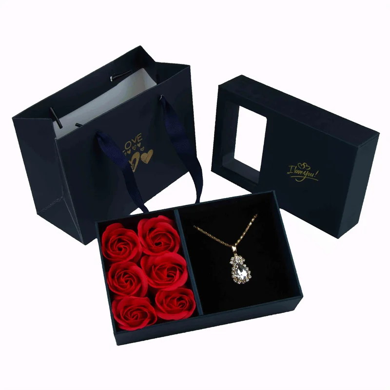 I Love You Jewelry Box Immortal Flower Jewelry Box Roses Window Gift Box Ring Earrings Pendant Necklace Box Jewelry Organizer