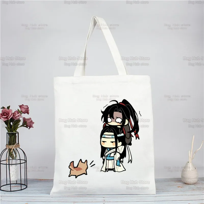 Mo Dao Zu Shi Shopping Bag Grocery Shopper Jute Bag The Untamed Lan WangJi Wei Wu Xian Tote Bag Reusable Bolsa Compra Sacolas