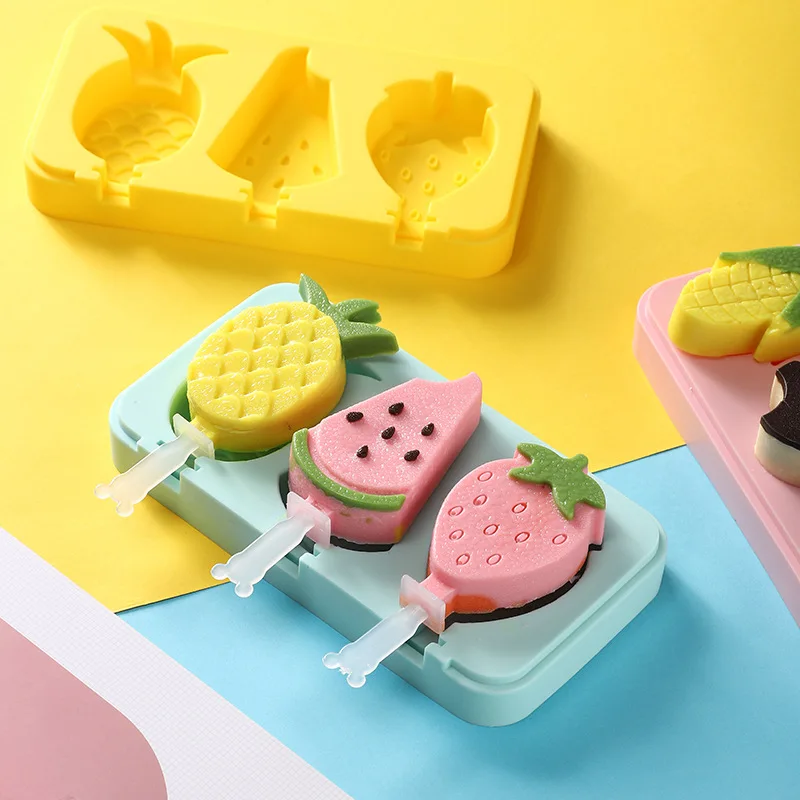 Silicone Ice Cream Mold Popsicle Siamese s with Lid DIY Homemade  Lolly  Cartoon Cute Image Handmade Kitchen Tools