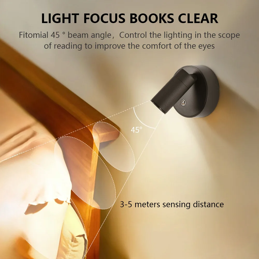 Eye Protections LED Wall Lamp Indoor Magnetic Attraction Wall Light Rechargeable Bedroom Lamps Reading Living Room Studing Decor