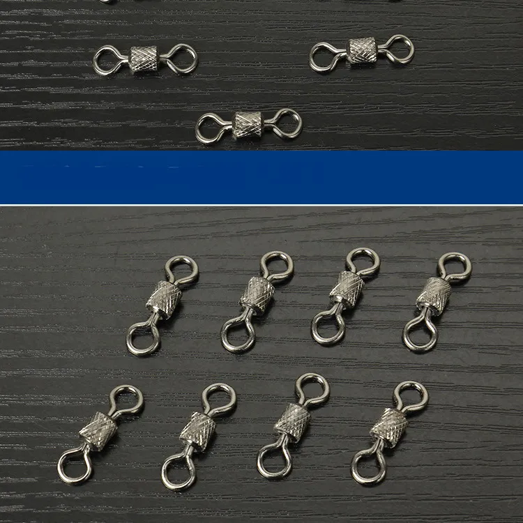 100pcs Fishing Swivel 1#-14# Sizes Solid Connector Ball Bearing Snap Fishing Swivels Rolling Stainless Steel Beads