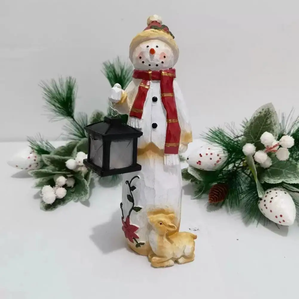 

Snowman Centerpiece Holiday Decor Vintage Snowman Figurine with Lantern for Christmas Decor Handmade Woodland Snow Man for Home
