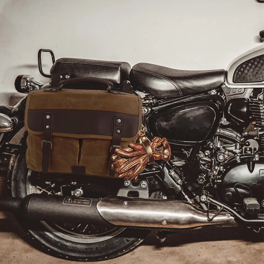 Motorcycle Vintage Men Side Bag Waterproof For Honda Shadow For Sportster XL883 XL1200 For BMW Harley Large Capacity Travel Bags