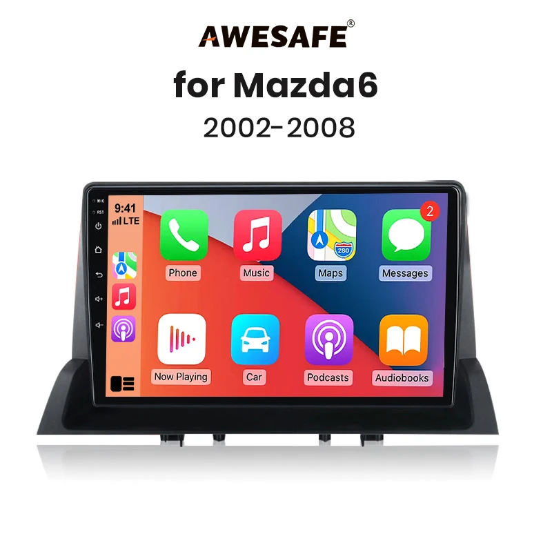 AWESAFE Draadloze CarPlay Android Auto Radio voor Mazda 6 2002-2008 GPS Navigatie Plug and Play met SWC RDS DSP Auto Multimedia 2din - afbeelding 2
