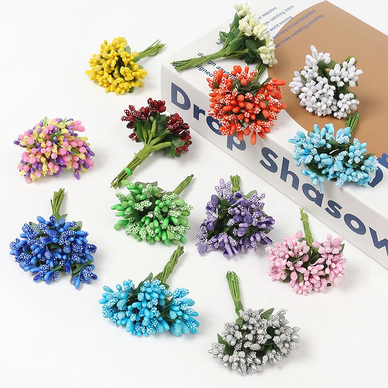 Artificial Flowers Stamen Bouquet for Home Room Decor Wedding Marriage Decoration Garland Mother\'s Day Gift Scrapbook Accessory