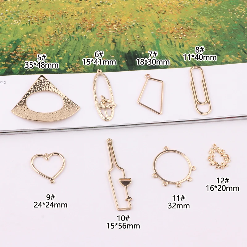 1pcs Diy Jewelry Accessories Alloy Simple Geometric Circle Triangle Love Pin Earrings Pendant Handmade Material Charms