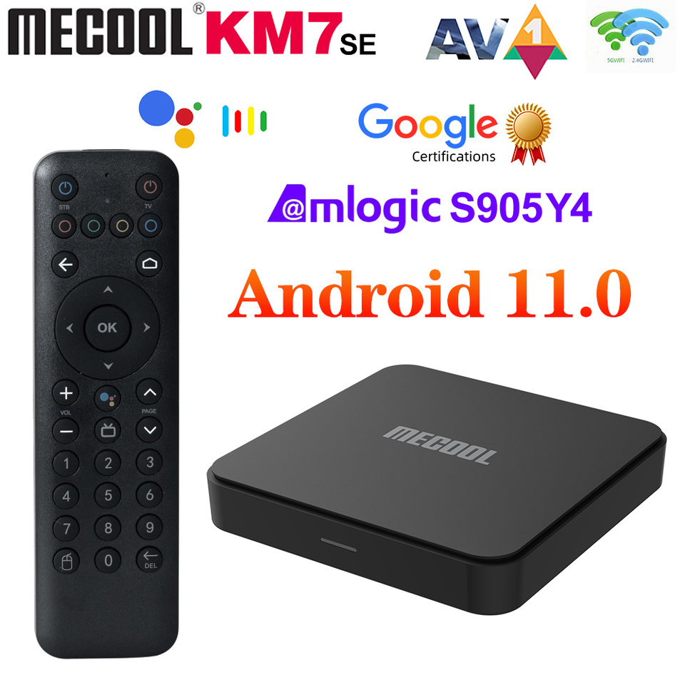  Mecool KM7 SE TV Box Android 11 ATV Google Certified LPDDR4 2GB RAM 32GB 4K Dual Wifi BT5.1 Support AV1 Youtube 4K Set Top Box 