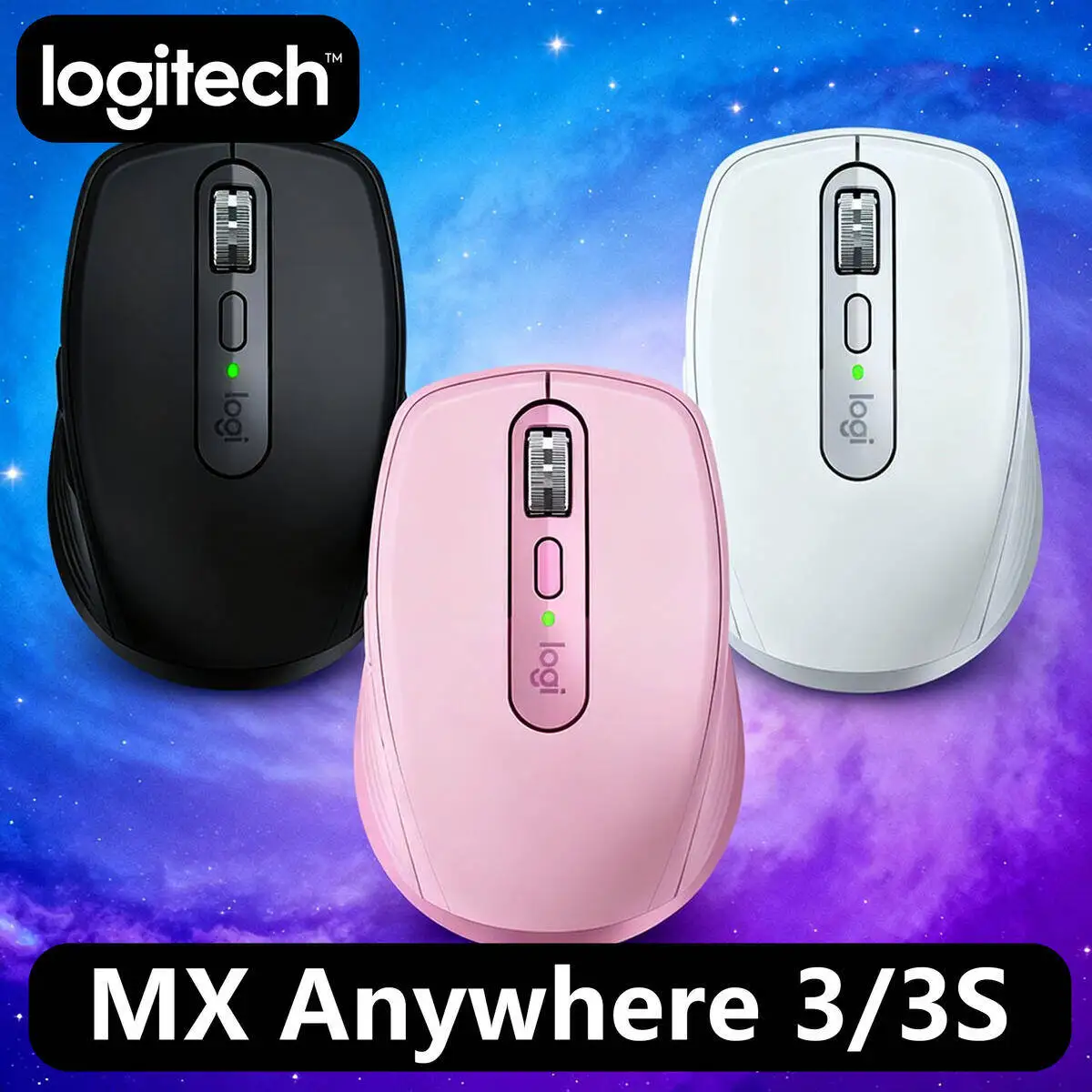 

Logitech MX Anywhere 3S Wireless Ergonomic Mouse, 8000 DPI Darkfield, MagSpeed, Silent Clicks, USB-C, 10m, 3-Device