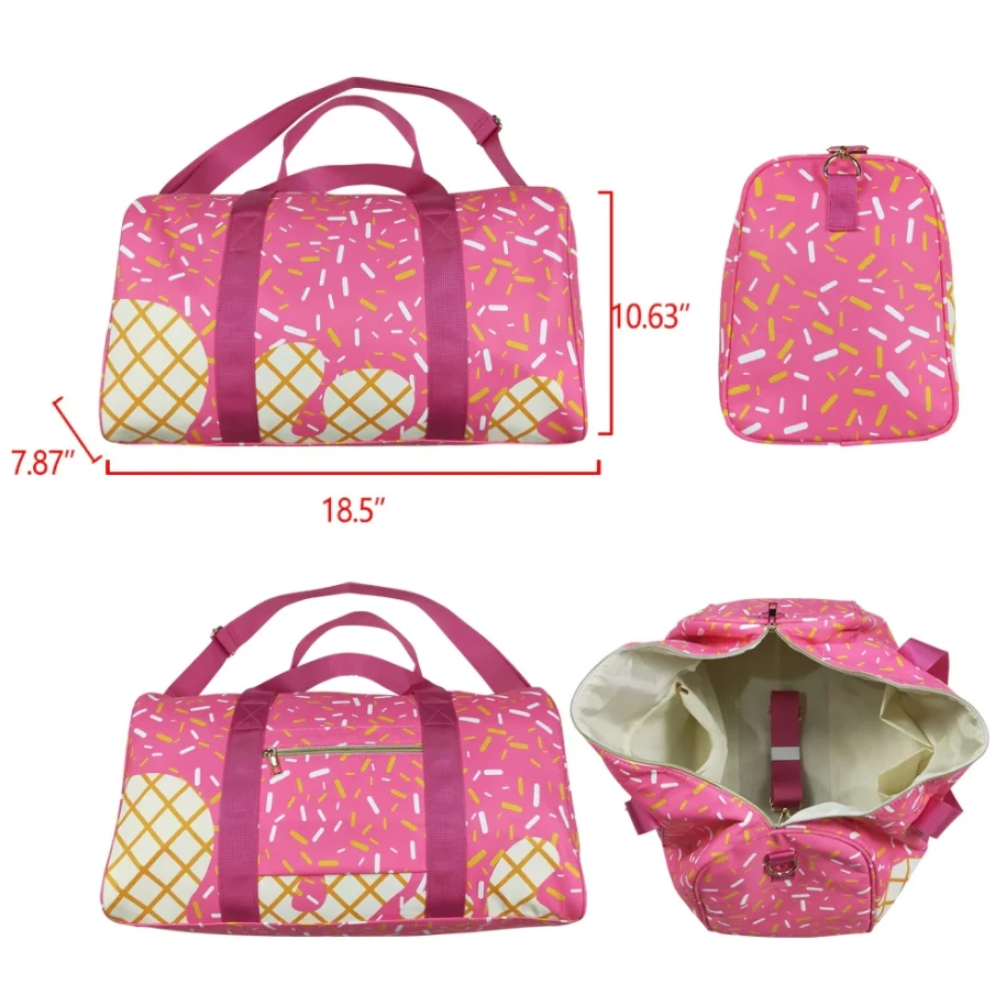 

New Handbag Adult Blue Duck Travel Duffle DayPack Baby Kids Toddler Sleepover Outdoor Pink Ice Cream Drip Zipper Gym Bags
