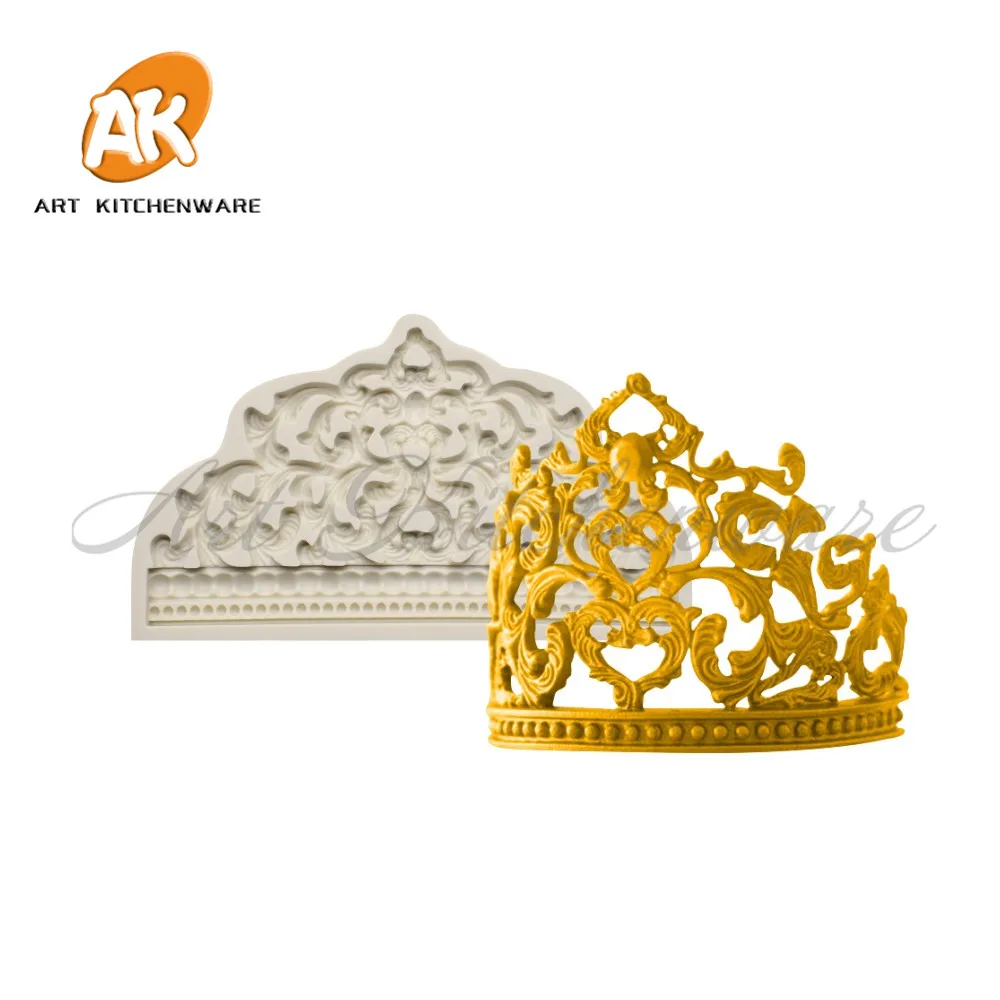 3D Tiara Crown Design Silicone Mold Fondant Chocolate Mould DIY Clay Model Birthday Wedding Party Cake Decorating Tools Bakeware