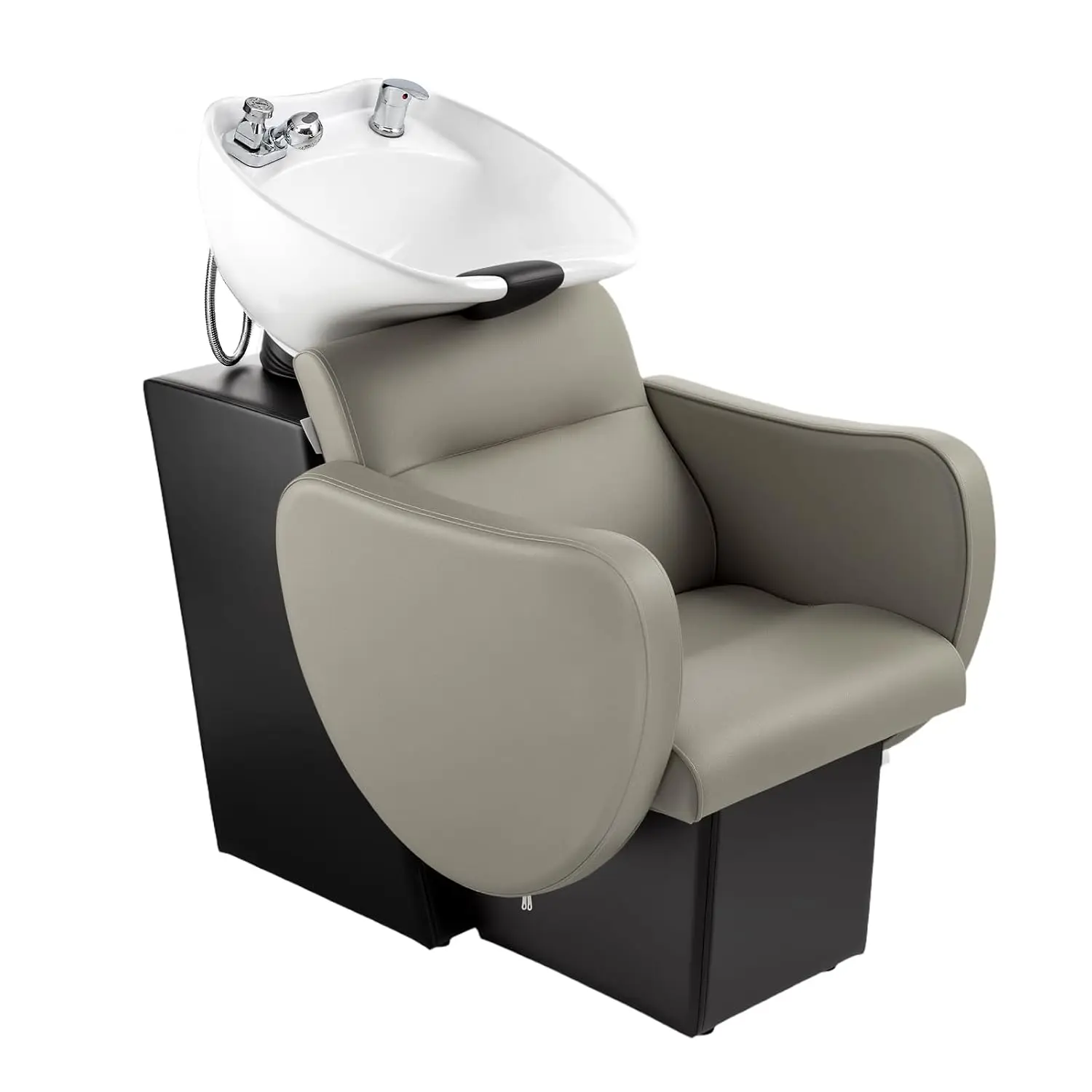 Shampoo Bowl & Chair Set Tilting Ceramic Sink Neck Rest Hair Washing Station Salon Spa Barbershop, Customized
