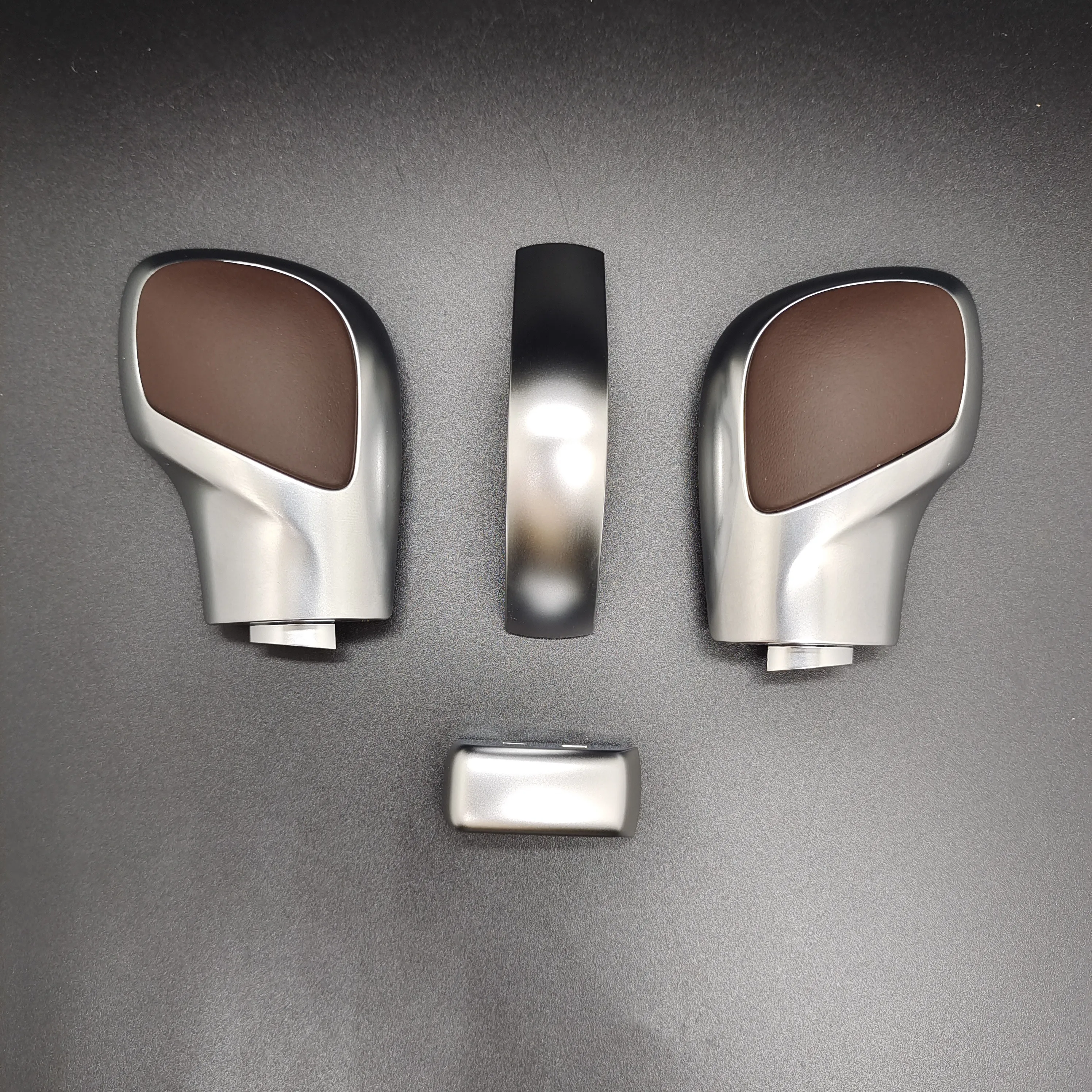 Chrom Matt mit braunem Leder DSG Schaltknauf Seitenabdeckung DSG für VW Golf 6 7 R GTI Passat B7 B8 CC R20 Jetta MK6 GLI – Detail 8