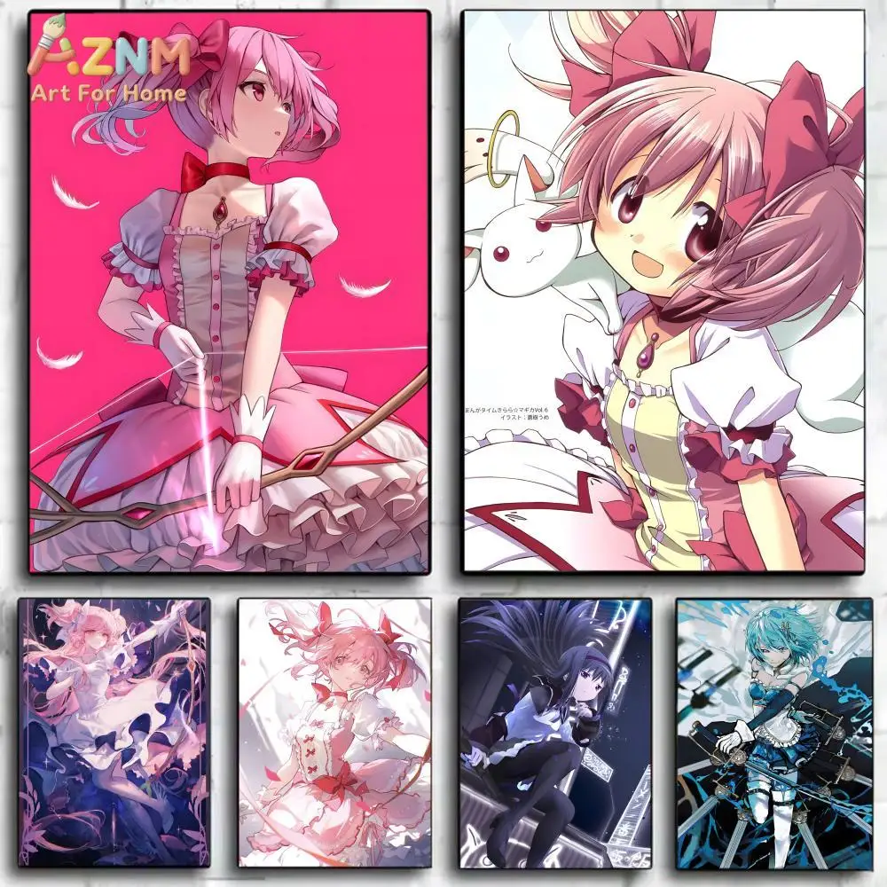 AZNM Puella Magi Madoka Magica Anime-Leinwand-Wanddruck, ungerahmt, Madoka Homura Sayaka, magisches Mädchen, Charakter, Mädchenzimmer-Dekoration, Pos