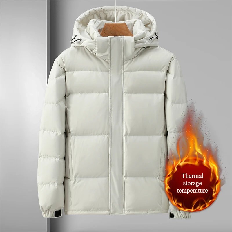 Men Down Jacket Autumn Winter Graphene Lock Temperature Warm Casual Coat Fashion Trend White Duck Down Male Hooded Top Clothes