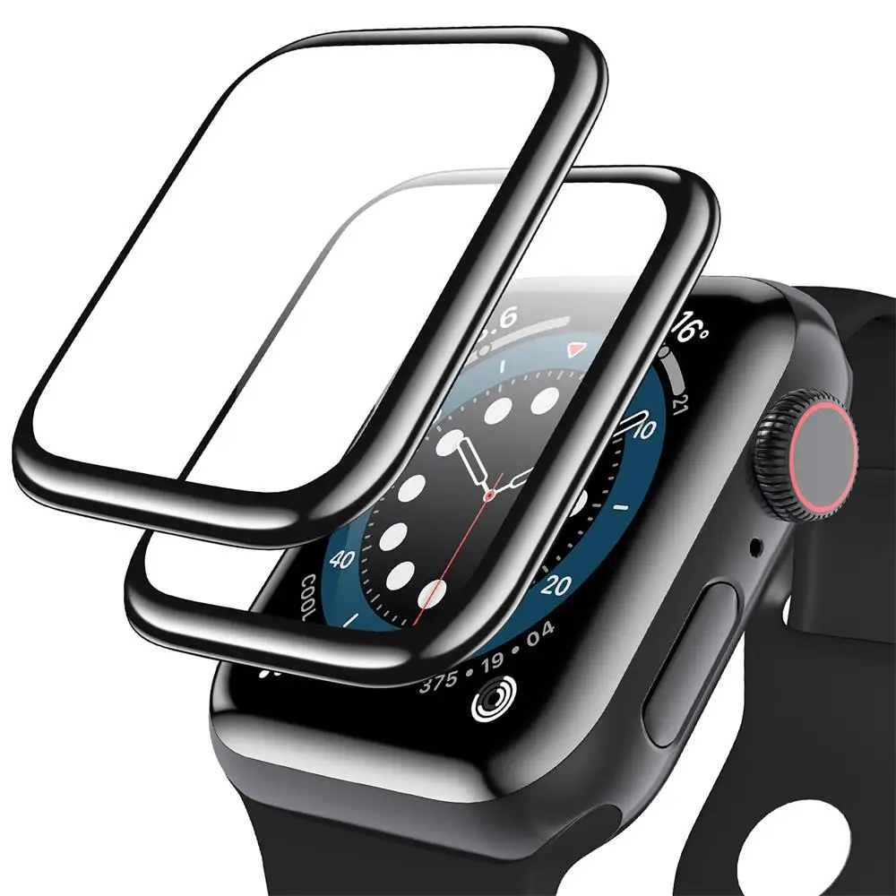 

Защитная пленка для Apple Watch series 9 8 7 45 мм 41 мм, аксессуары из мягкого стекла 9D HD, полная пленка для iWatch 6 5 3 se 44 мм 40 мм 42 38 мм