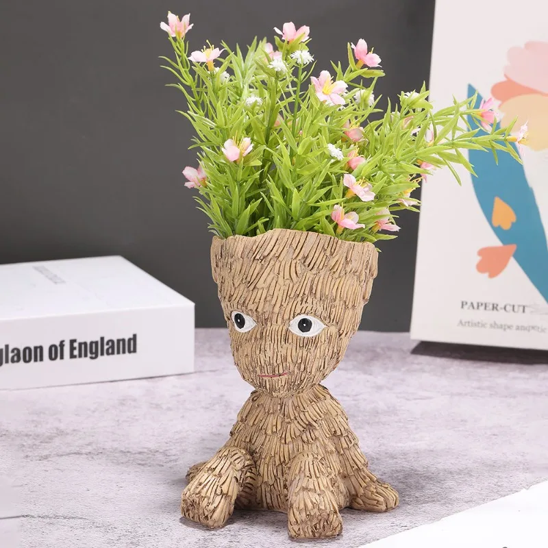 

Marvel Groot Flower Pot Ornament Guardians of The Galaxy Movie Cartoon Figure Car Desktop Garden Resin Figurine Christmas Gift
