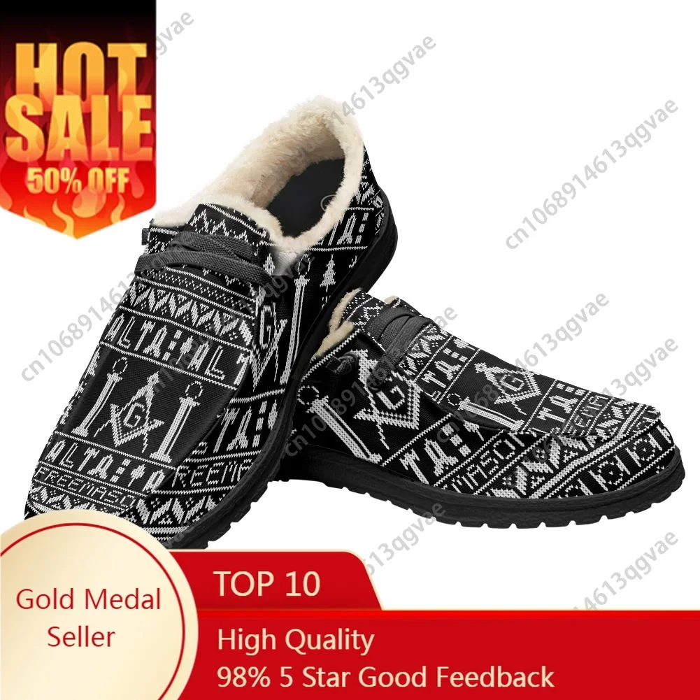 

Masonic Mason Freemason Pattern Casual Shoes Plush Flat Shoe Men Woman Breathable Outdoor Lightweight Footwear Custom Made Shoe