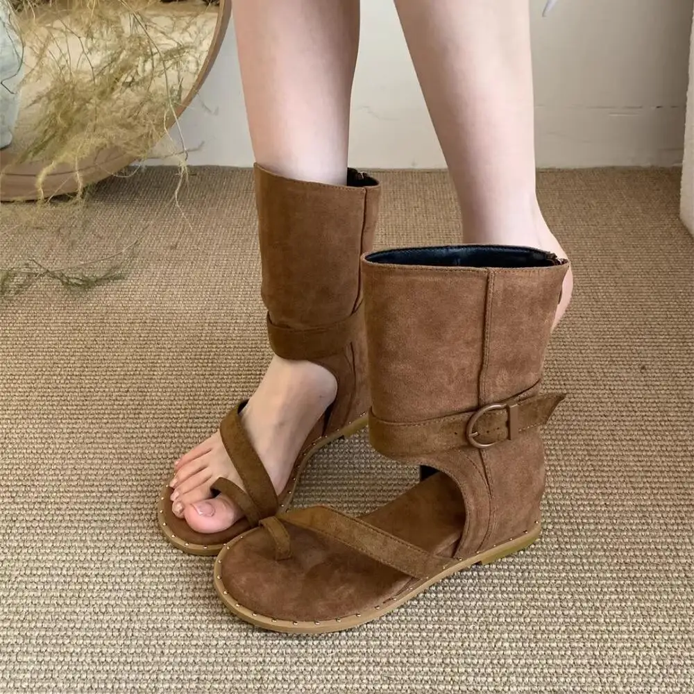 Boho Style Closed-Cuff Flip-Flop Sandals, Comfortable Flat Booties, Perfect for Vacation & Everyday Wear