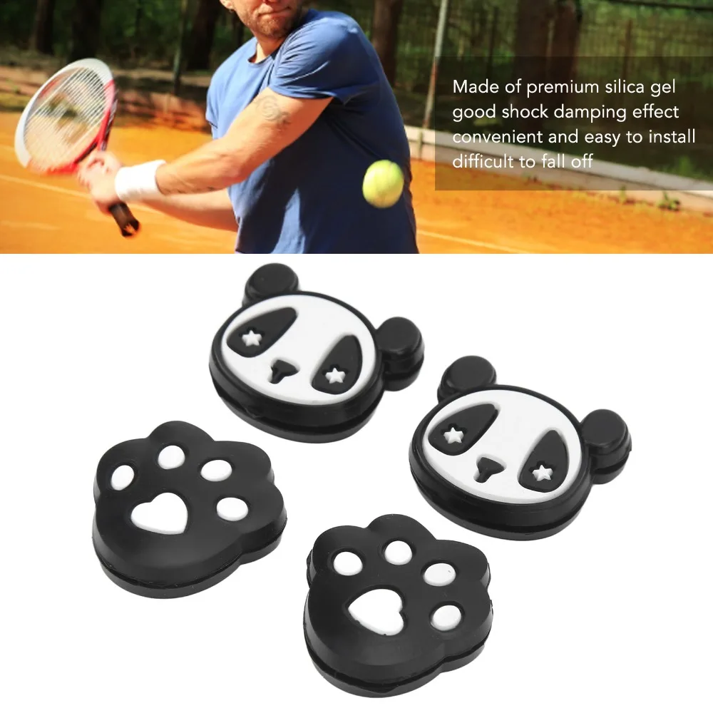 4pcs Silicone Tennis Racket Shock Absorbers Panda Claw Shock Absorbing Dampener Cartoon Animals Racket Vibration Dampener