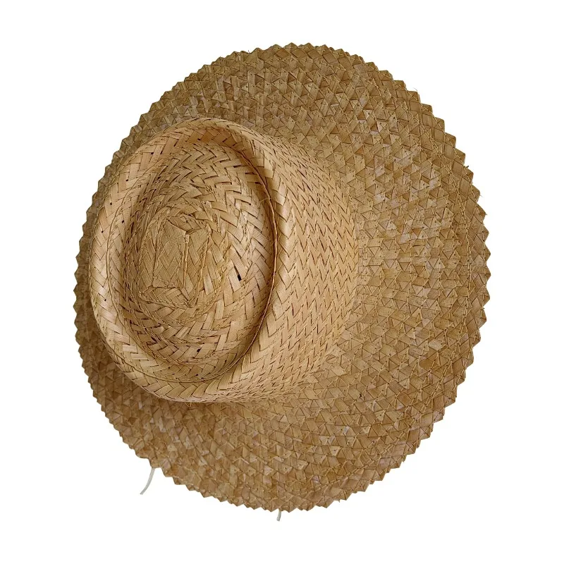 Palm Leaf pork pie Hat 100% Palm Leaf for Women Natural PALM LEAF VISOR Wide Brim Sun Cap Summer Straw Beach Hat Men's Vacation