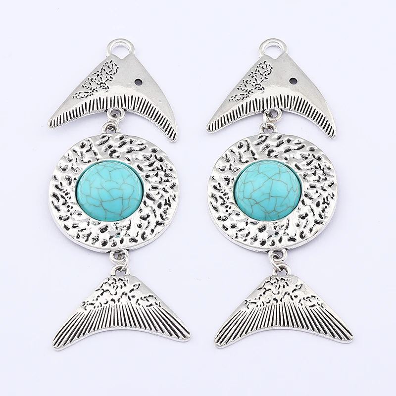 ZXZ 2pcs Tibetan Silver Large Fish Bone Charms Pendants For Necklace Jewelry Making 94x36mm