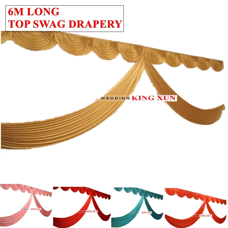 

6M Long Ice Silk Backdrop Top Swag Drape Valance For Stage Background Backdrops Decoration