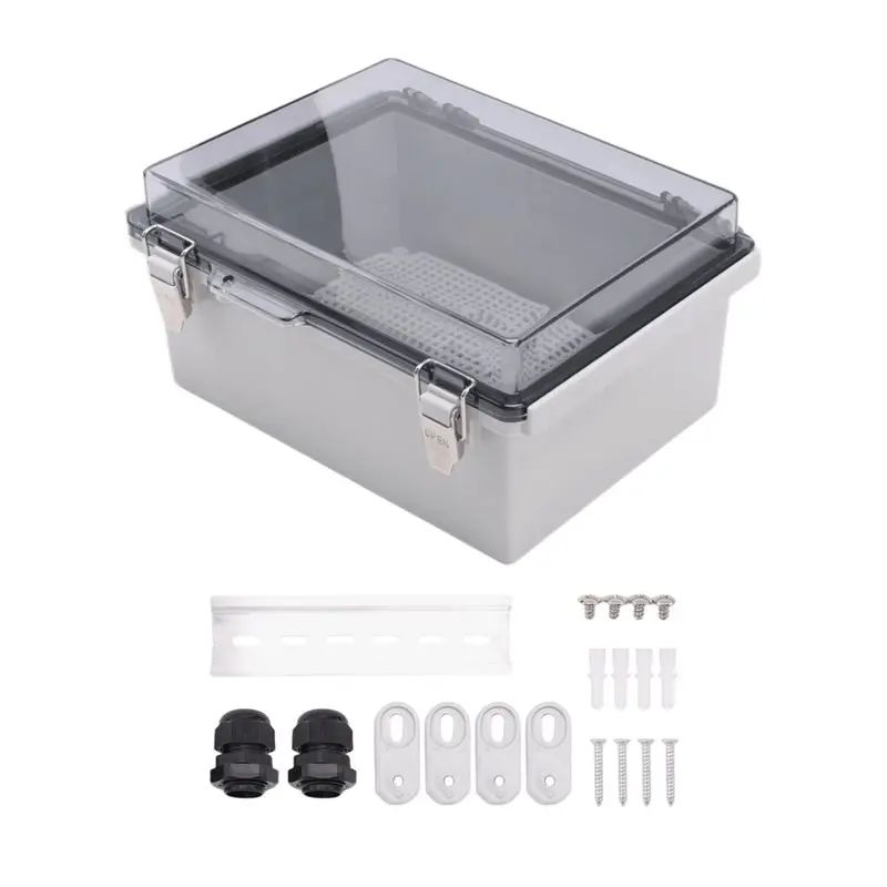 A02M-Outdoor Wifi Enclosure Weatherproof Locking Outdoor Wifi Box Waterproof Switch Router Enclosure Box 8.7X6.7X4.3Inch