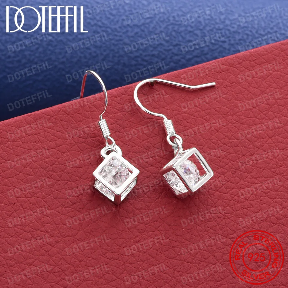 925 Silver Exquisite Cubic Zirconia Earrings for Women Fashion Wedding Accessories and Party Gifts