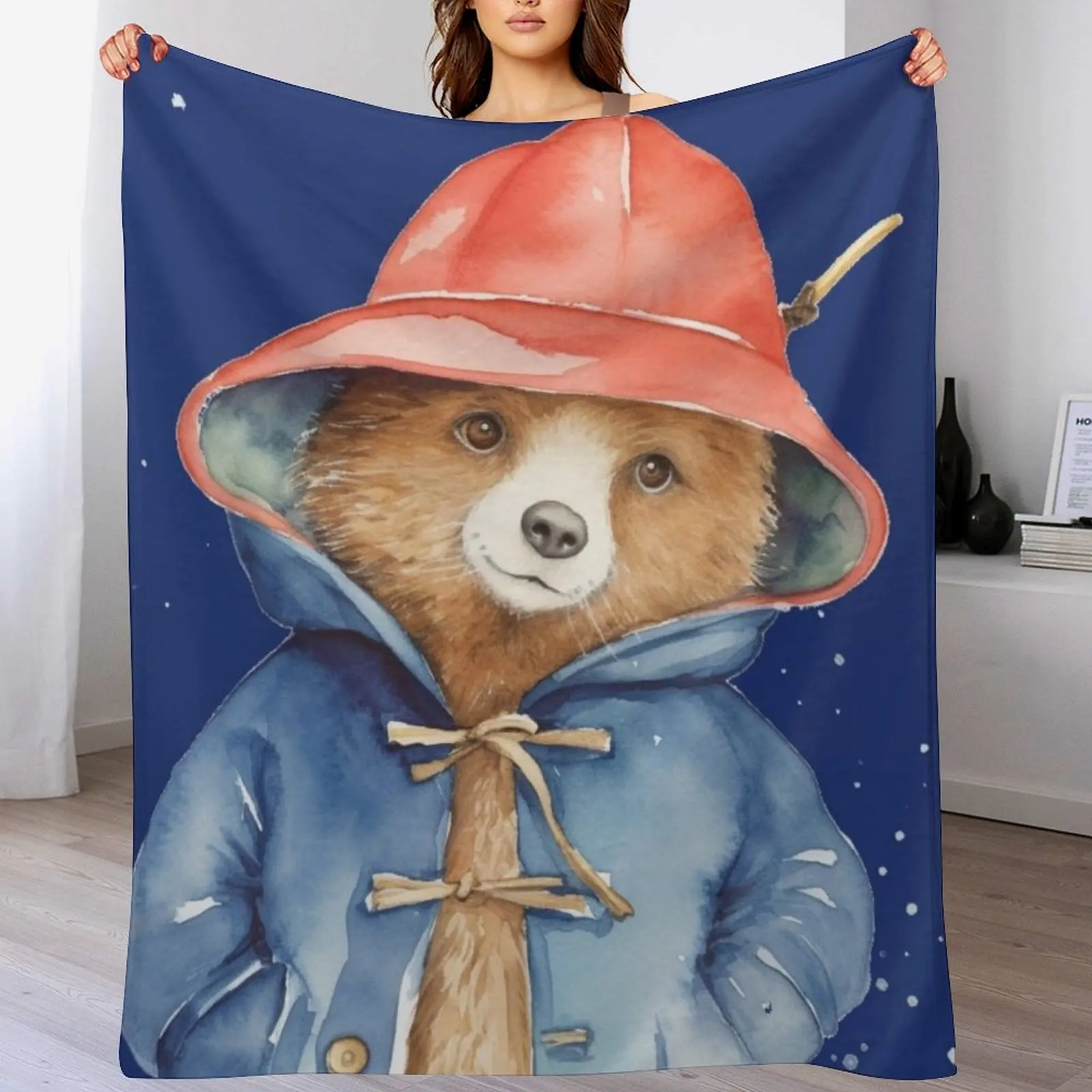 Paddington Bear Watercolour Illustration Throw Blanket