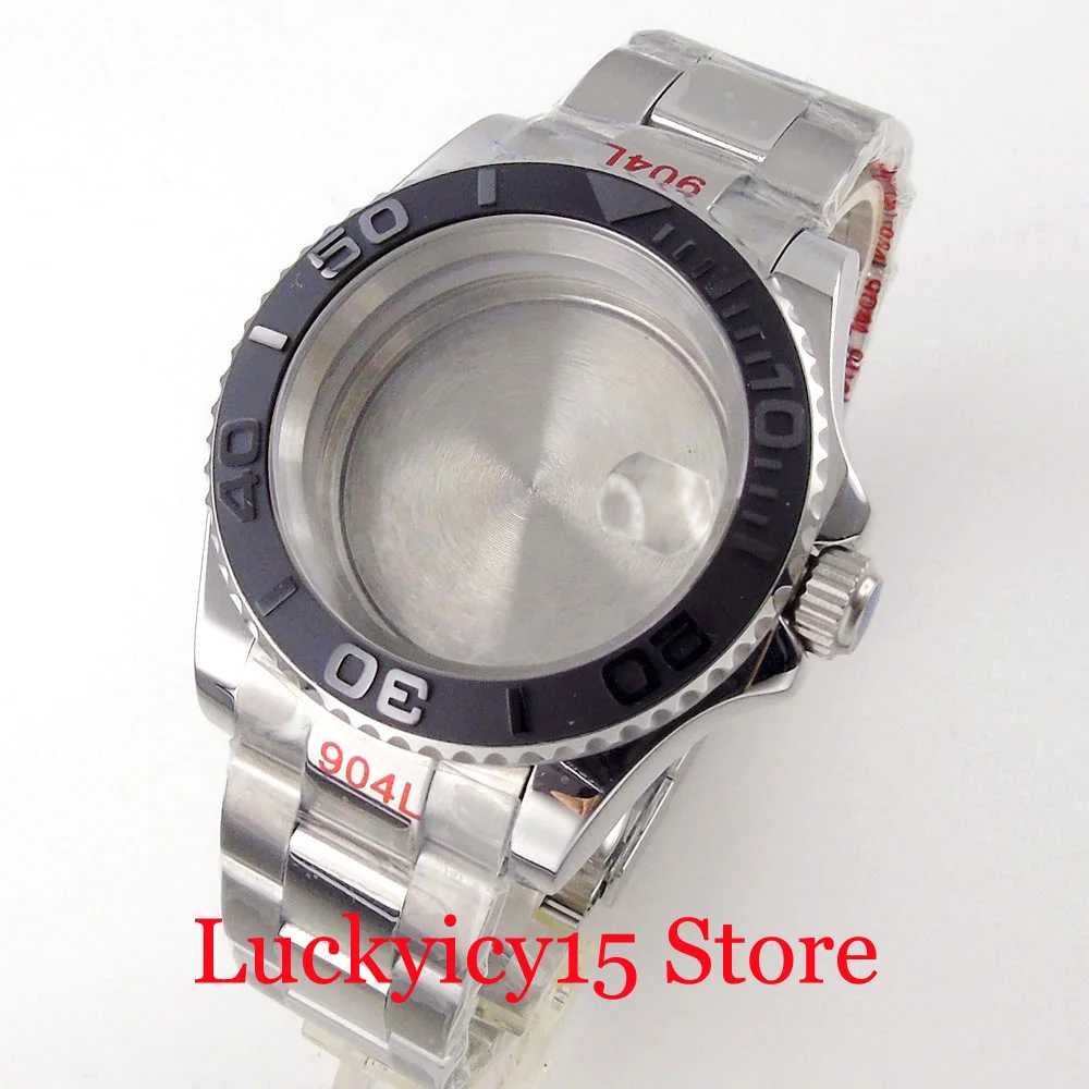 20Bar Waterproof Ceramic Bezel Accessory Replace 40MM Fit NH35A NH36A NH34A ETA2824 MIYOTA 8215 Silver Watch Case Sapphire Glass