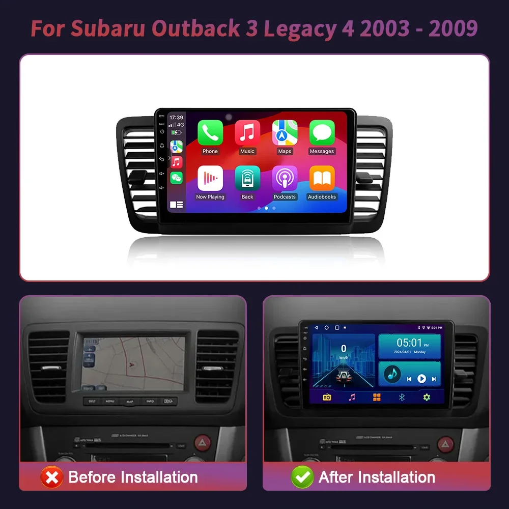 Android  For Subaru Outback 3 Legacy 4 2003 - 2009 Car Radio Wireless Multimedia Navigation 4G GPS  2 Din carplay stereo Screen