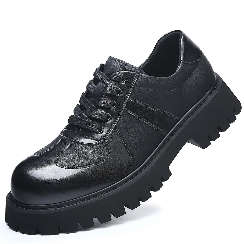 

Spring Autumn Business Casual Shoes for Men Black Big Head Retro Platform Shoes Male Fashion New Designer Work Shoes Man