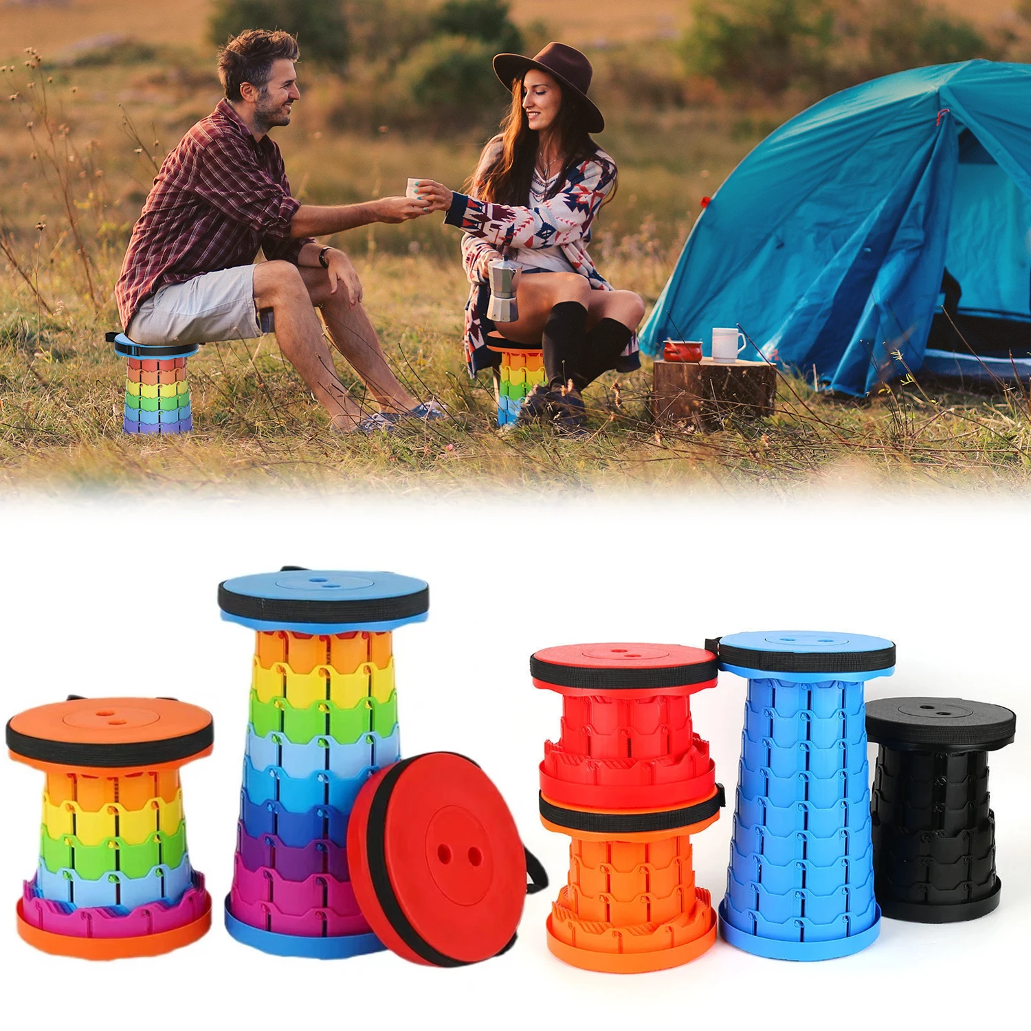 Outdoor Regenbogen Klapp Hocker Tragbaren Stuhl Einstellbare Regenbogen Versenkbare Hocker Angeln Versenkbare Klapp Hocker Möbel