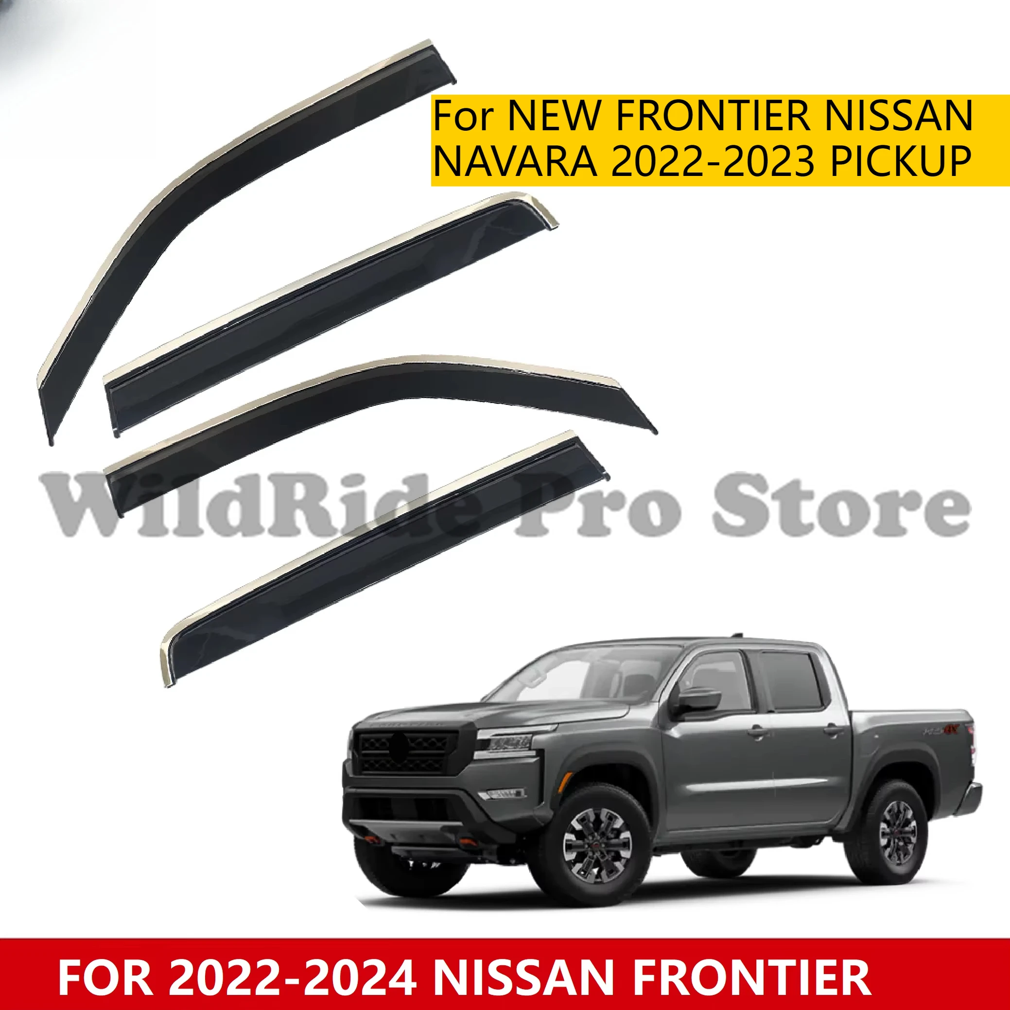 

Car Window Visor Rain Wind Deflector for NEW FRONTIER NISSAN NAVARA 2022-2023 PICKUP Rain Guard Door Visor Vent Visor