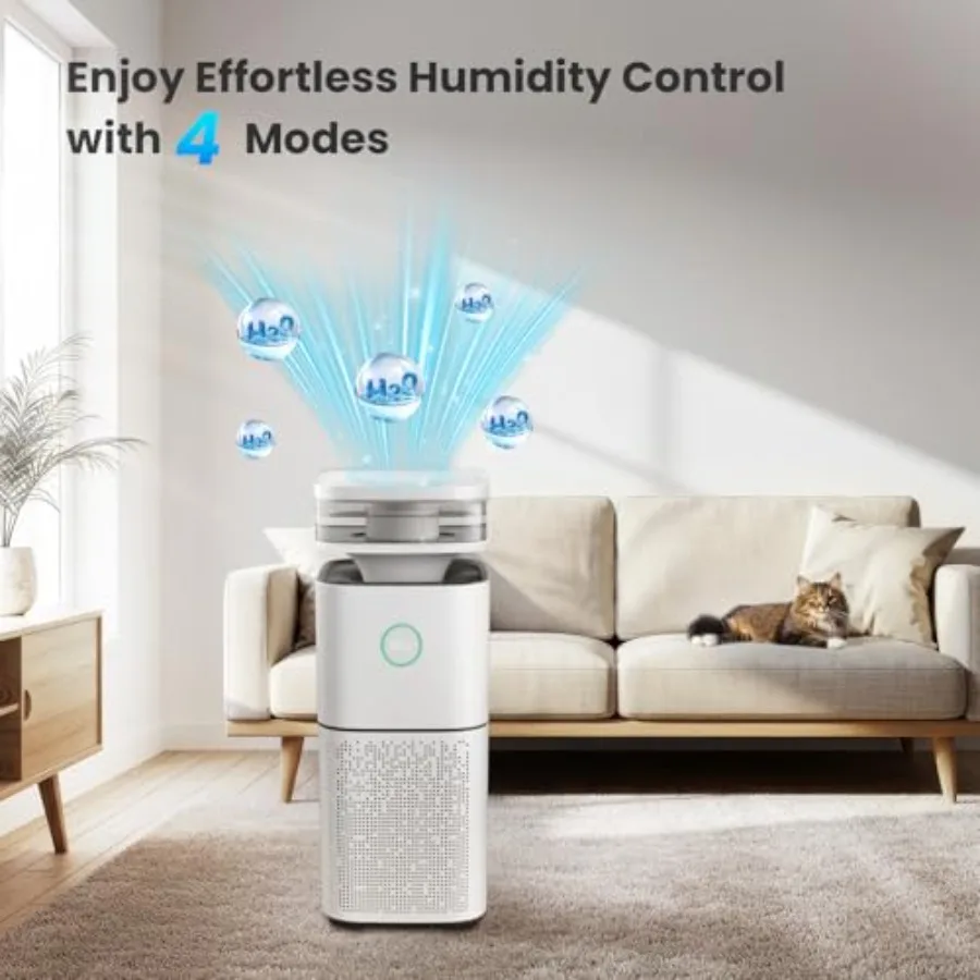 Purificatore d'aria 2in1 con sistema di filtraggio a 3 stadi 4 velocità della ventola regolabili e 4 impostazioni di umidificazione per uso domestico in camera da letto Automat