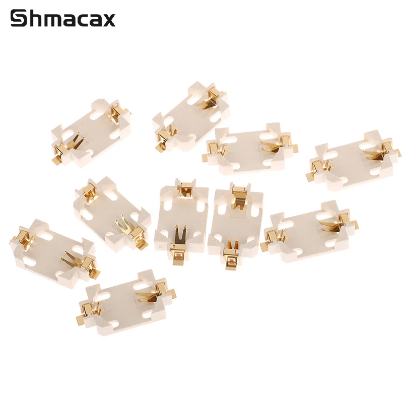 10Pcs DIY Accessories White Housing Gold-Plated Button Battery Holder For CR2032 SMD Socket Cases