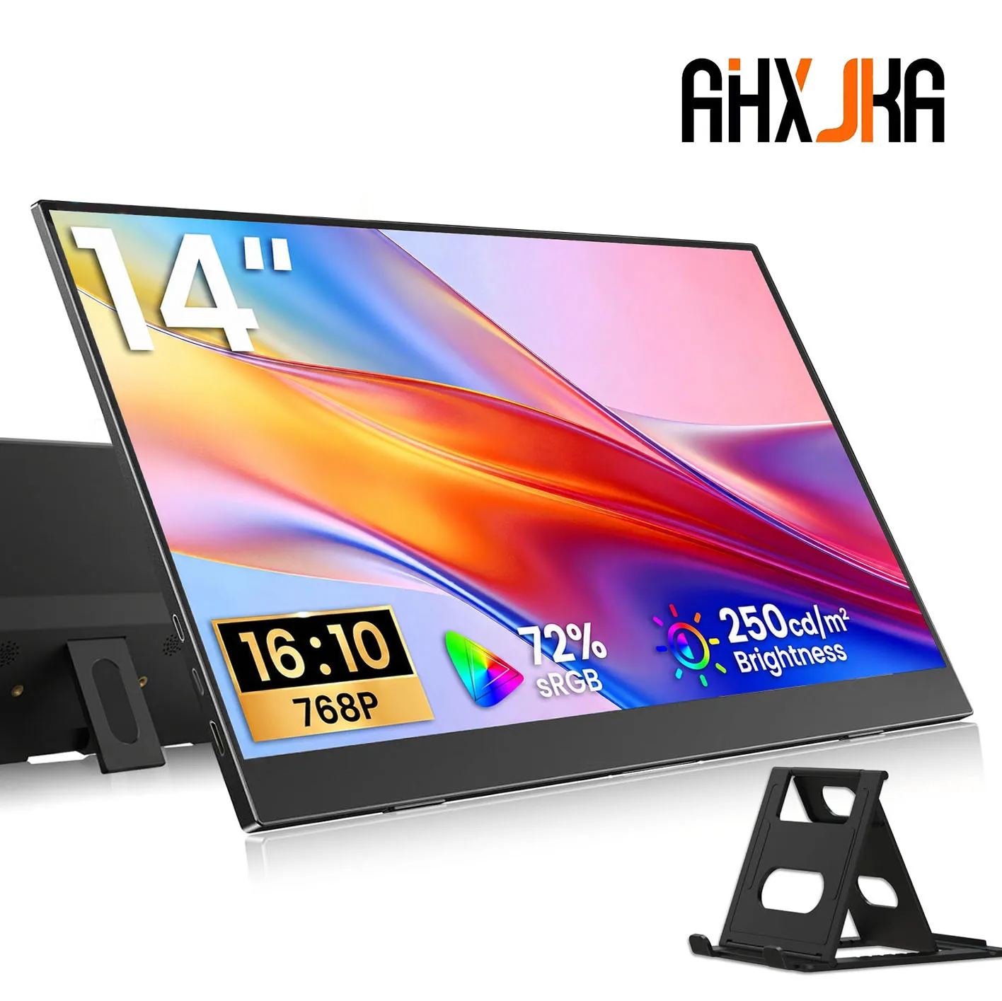 AHXJKA 14-Inch Portable Monitor 1366*768 60Hz HDR Low Blue Light For XBox PS4/ 5 Switch Loptop Cell Phone PC Extension