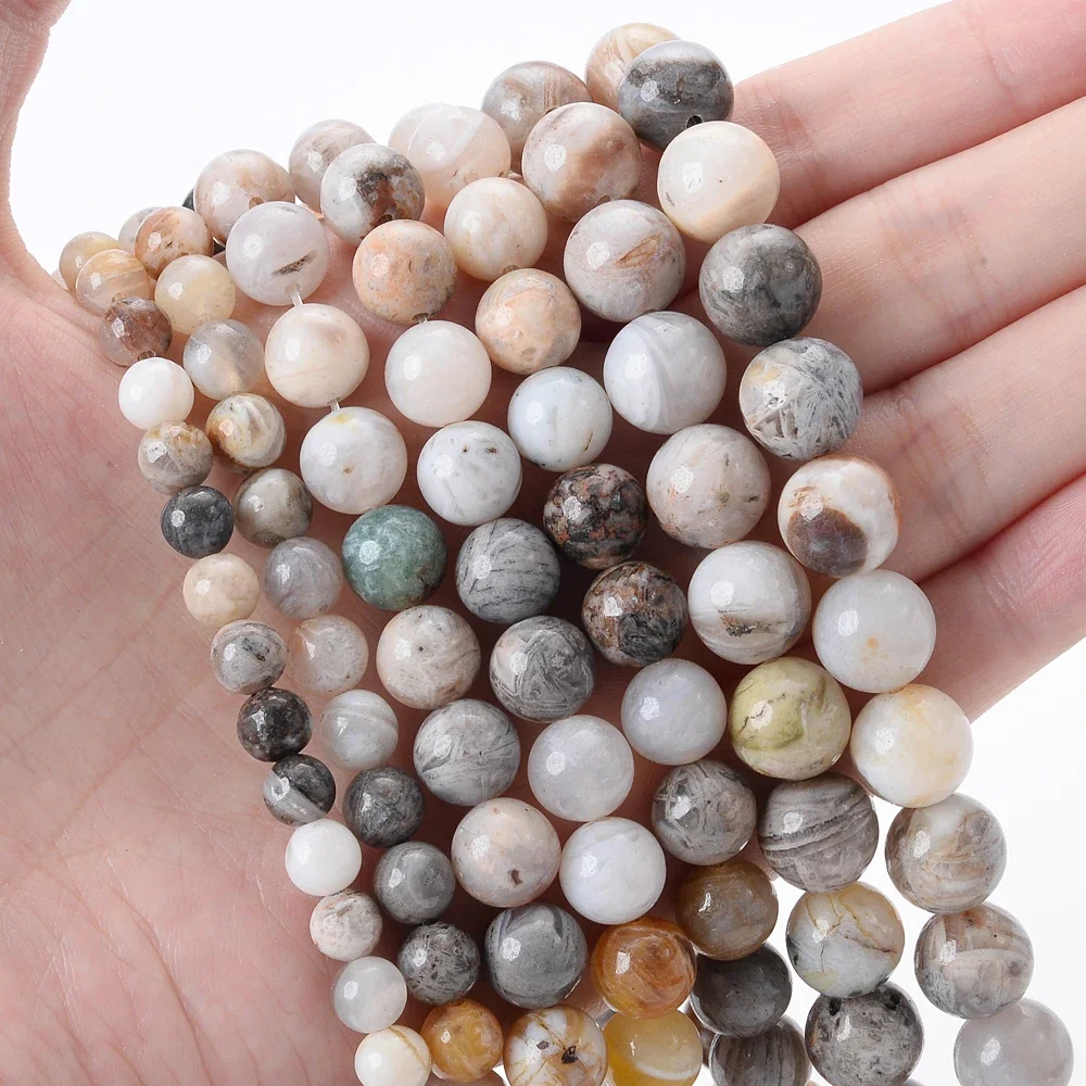 Bambus Achate Naturstein Perlen Runde lose Distanzperle für Schmuckherstellung DIY Charm Armband Zubehör 4/6/8/10mm