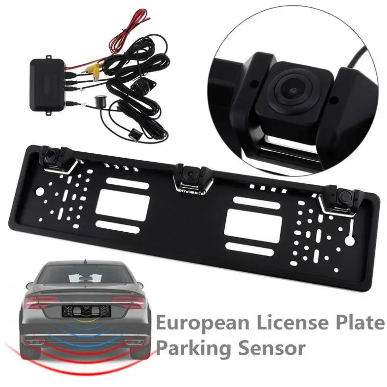 European License Plate Frame Backup Camera Rear View Camera with Reversing Radar System Parking Sensor