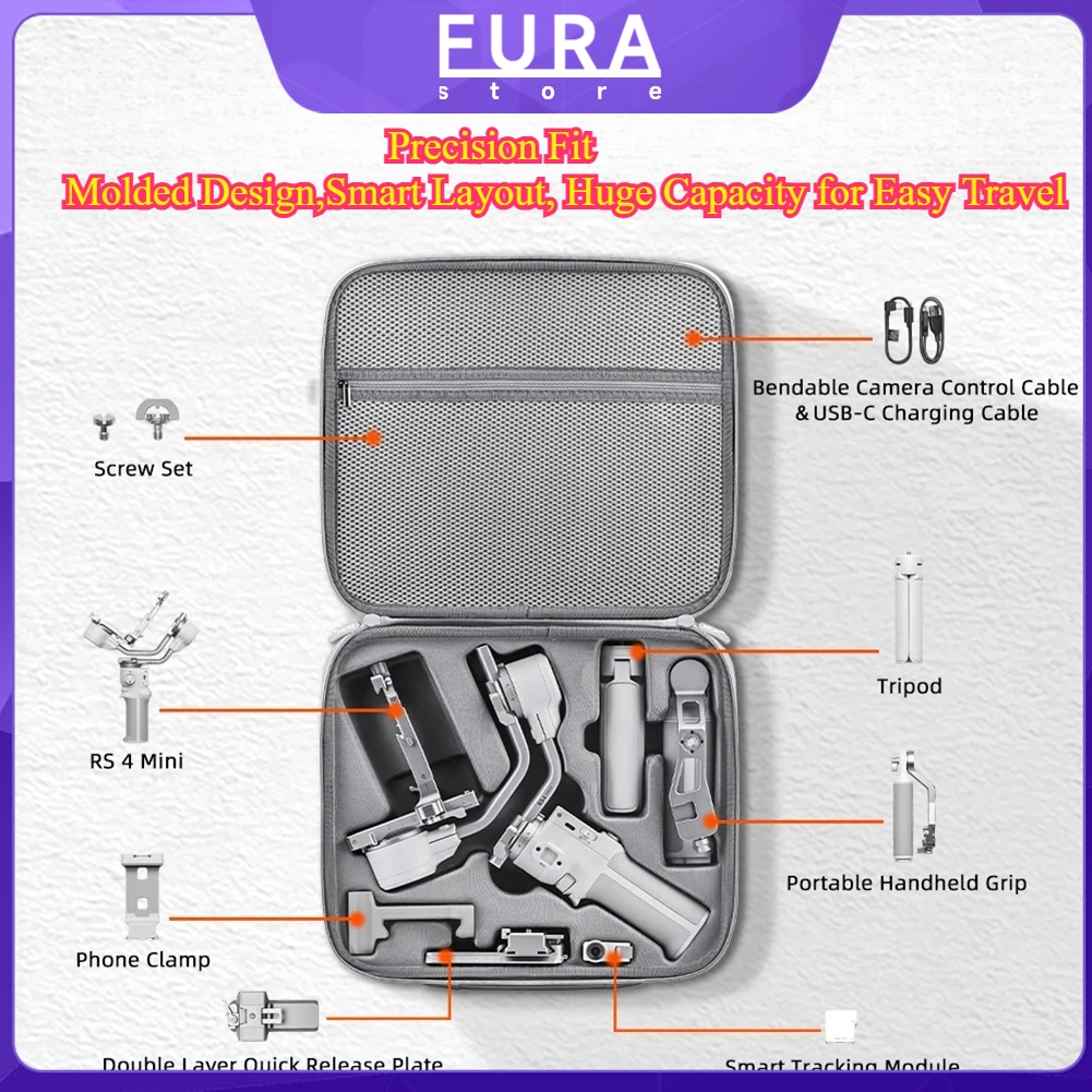 

Applicable to DJI RS 4 Mini Carrying Case PU Travel Shoulder Bag Waterproof Portable Storage Bag Travel Case for Mini Accessorie