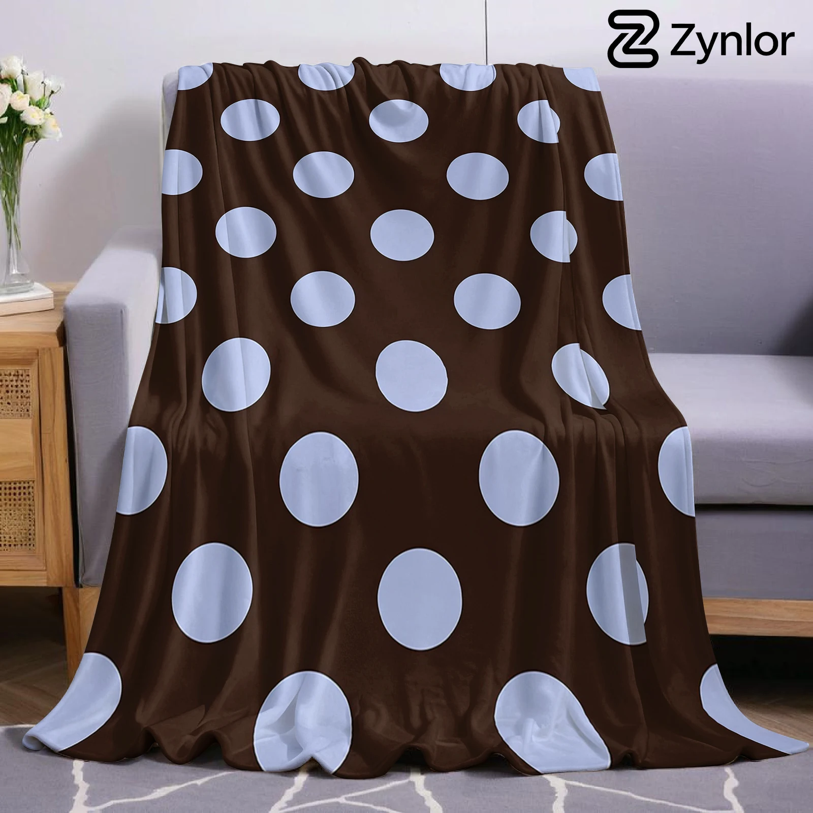Brown Polka Dot Christmas Fleece Throw Blanket Soft Warm Cozy Xmas Home Decor for Bed Sofa Couch Holiday Present